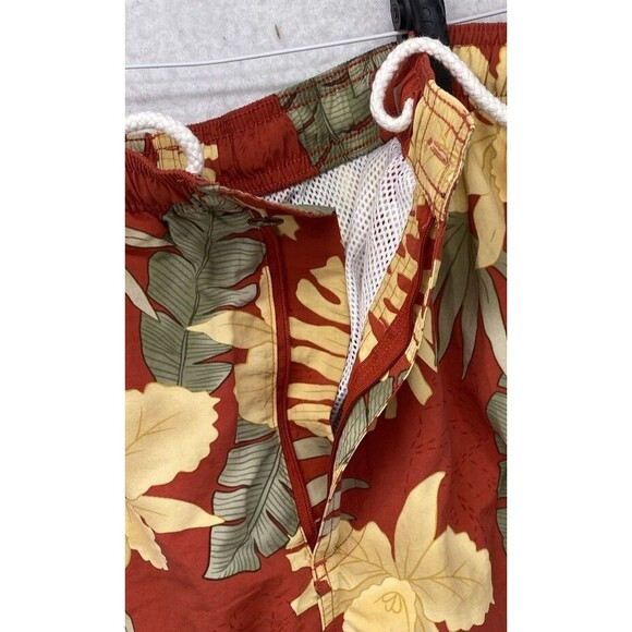 Tommy Bahama Shorts Mens Size XL Orange Floral Swim Trunks Mesh Lining Travel - Picture 4 of 14